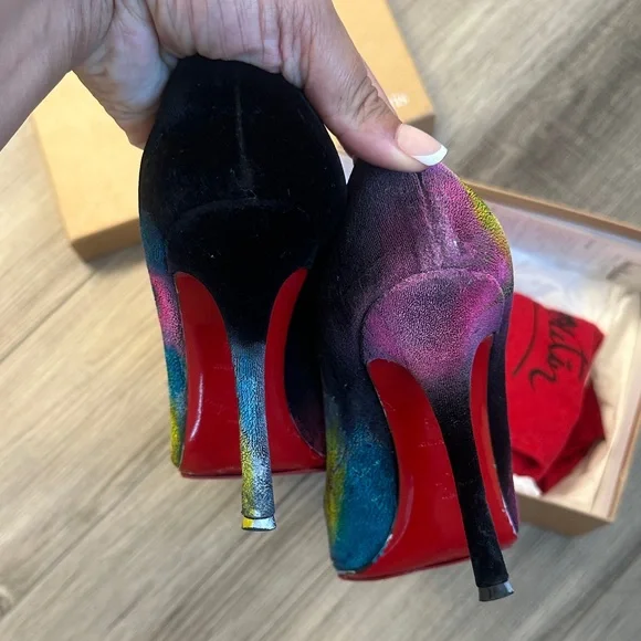 Christian Louboutin Black and Multicolor Heels - Picture 4 of 5